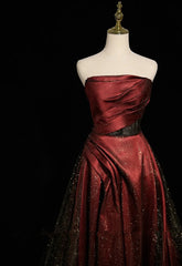 Black and Wine Red Satin Off Shoulder Formal Dresses, A-line Long Prom Dresses