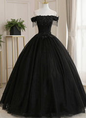 Black Off Shoulder Sweet 16 Formal Dresses with Lace Black Formal Dresses prom Dresses shops