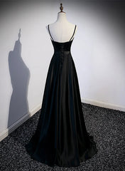 Black Satin Long Party Dress Black Simple Junior Prom Dress prom dresses shops