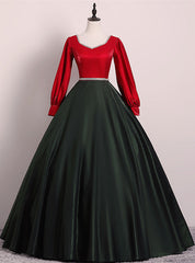 Black Satin Square Long Sleeve Quinceanera Dresses