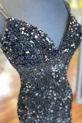 Black Sequin V-Neck Backless Short Homecoming Dress Wedding