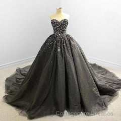 Black Strapless Dresses Sweetheart Tulle Quinceanera Dresses