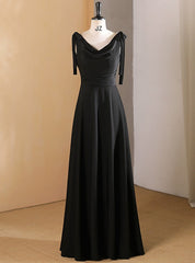 Black Straps Pleats Pearls Prom Dresses