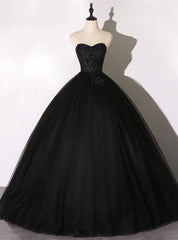 Black Tulle Lace Appliques Quinceanera Dresses