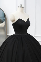 Black Tulle Sweetheart Ball Gown Sweet 16 Dress, Black Long Formal Dress