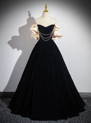 Black Velvet Strapless Prom Dresses