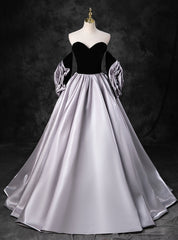 Black Velvet Sweetheart Flower Quinceanera Dresses