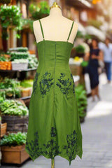 Green A line Prom Dresses Spaghetti Straps Evening Dresses Chiffon Formal Dresses