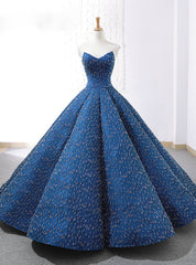 Blue Ball Gown Sweetheart Sequins Wedding Dresses With Beading