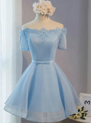 Blue Off The Shoulder Homecoming Dresses