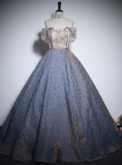 Blue Sapaghetti Straps Sequins Quinceanera Dresses