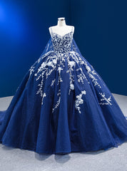 Blue Tulle Sequins Spaghetti Straps Beading Prom Dresses With Train