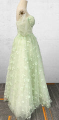 Boho A-Line Sweetheart Green Floor-Length Quinceanera Dresses With Petticoat