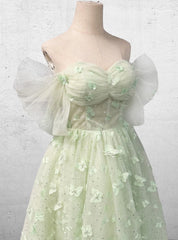 Boho A-Line Sweetheart Green Floor-Length Quinceanera Dresses With Petticoat