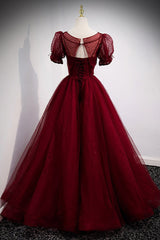 Burgundy Ballgown Long Prom Dresses with Removable Jacket