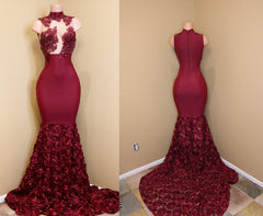 Burgundy mermaid prom Dresses, long evening gowns