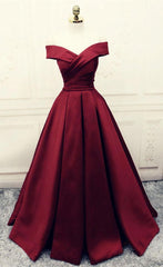 Burgundy Prom Dresses,Ball Gowns Prom Dresses,Satin Evening Gowns