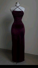 Burgundy Sheath Birthday Dresses Long Prom Dresses