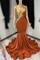 Burnt Orange Mermaid Evening Dresses Long Special Occasion Dresses