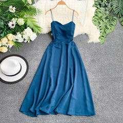 Women Sleeveless V Neck Spaghetti Strap Dresses, Prom Dresses