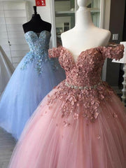 Ball Gown Long Prom Dresses, Beading Top Formal Party Dresses