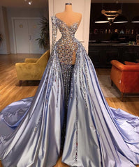 Sexy Long Prom Dresses, With Slit Popular Mermaid Evening Dresses