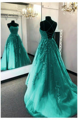 Elegant Tulle And Lace Prom Dresses, With Appliques