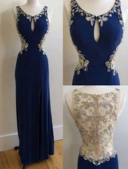 Charming Prom Dresses, Chiffon Prom Dresses, Beading Prom Dresses, O Neck Evening Dresses