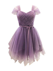 Purple Sweetheart Stretch Back Tulle Homecoming Dresses