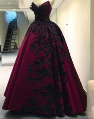 Elegant Evening Dresses, Lace Appliques Ball Gown Prom Dresses, Evening Dresses