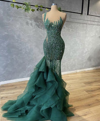 Green Long Prom Dresses, Sexy Evening Gown