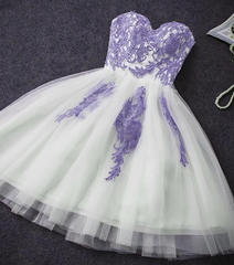 Cute Simple Tulle With Lace Applique Short Homecoming Party Dress, Lovely Formal Dress 2025