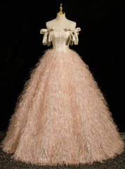 Champagne Pink Off the Shoulder Quinceanera Dresses