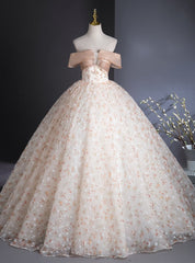 Champagne Print Off the Shoulder Beading Quinceanera Dresses