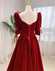 Charming A-line Velvet Long Party Dresses, A-line Floor Length Wedding Party Dresses