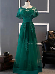 Charming Dark Green Long A-line Party Dresses , Bridesmaid Dresses