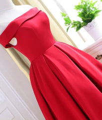 Charming Satin Red Off The Shoulder Homecoming Dress, Party Dress