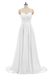 Cheap Bride Marry Dresses White Chiffon Embroidery Wedding Dresses