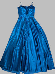 Chic A-Line Tie Straps Long Satin Prom Party Dress With Split