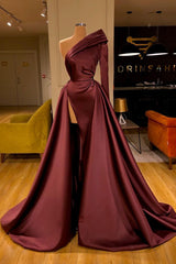 Chic Long Sleeve One Sleeve Evening Dresses With Split On Sale