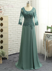 Chic Plus Size Green Mother Of The Bride Dresses A-line V-neck Chiffon Lace Wedding Party Dresses