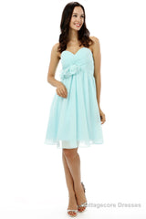 Chiffon Floral Knee Length Short Bridesmaid Dresses