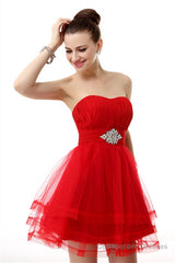 Crystals Red Short Homecoming Dresses