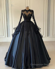 Custom Black African Wedding Gown, Satin Black Wedding Dress, African evening prom Dress