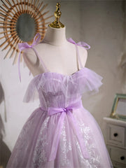 Cute Lavender Tulle Short Prom Dress, Lavender Homecoming Dress 2025