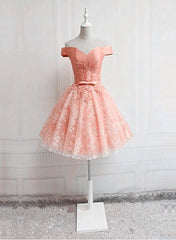 Cute Lovely Off Shoulder Tulle with Lace Party Dresses, Prom Dresses