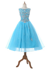 Cute New Design Brilliant Crystal Pageant Dresses Organza Floor-length