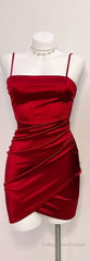 Cute Pleated Red Short Homecoming Dress Bodycon