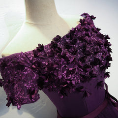 Cute Purple High Low Prom Dress, Purple Homecoming Dresses