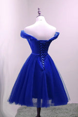 Cute Royal Blue Tulle Simple Party Dresses , Lovely Formal Dresses, Blue Homecoming Dresses